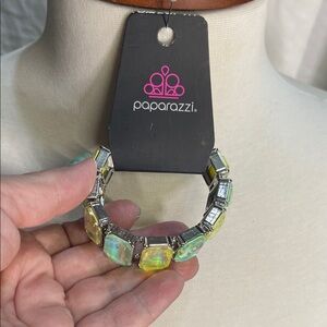 Paparazzi Dazzling Yellow and Silver Stretch Bracelet
